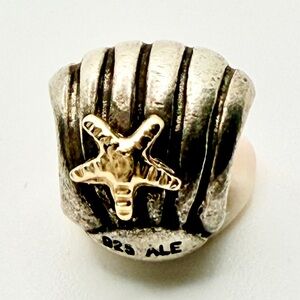 Authentic Pandora Sea Shell Sterling and 14K Gold‎ Accents Bead Charm Retired